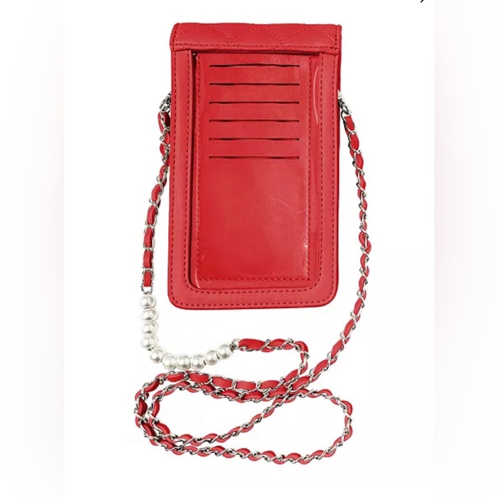 Badgley Mischka Red Quilted Crossbody Bag with Chain Strap • NIB - Picture 3 of 8